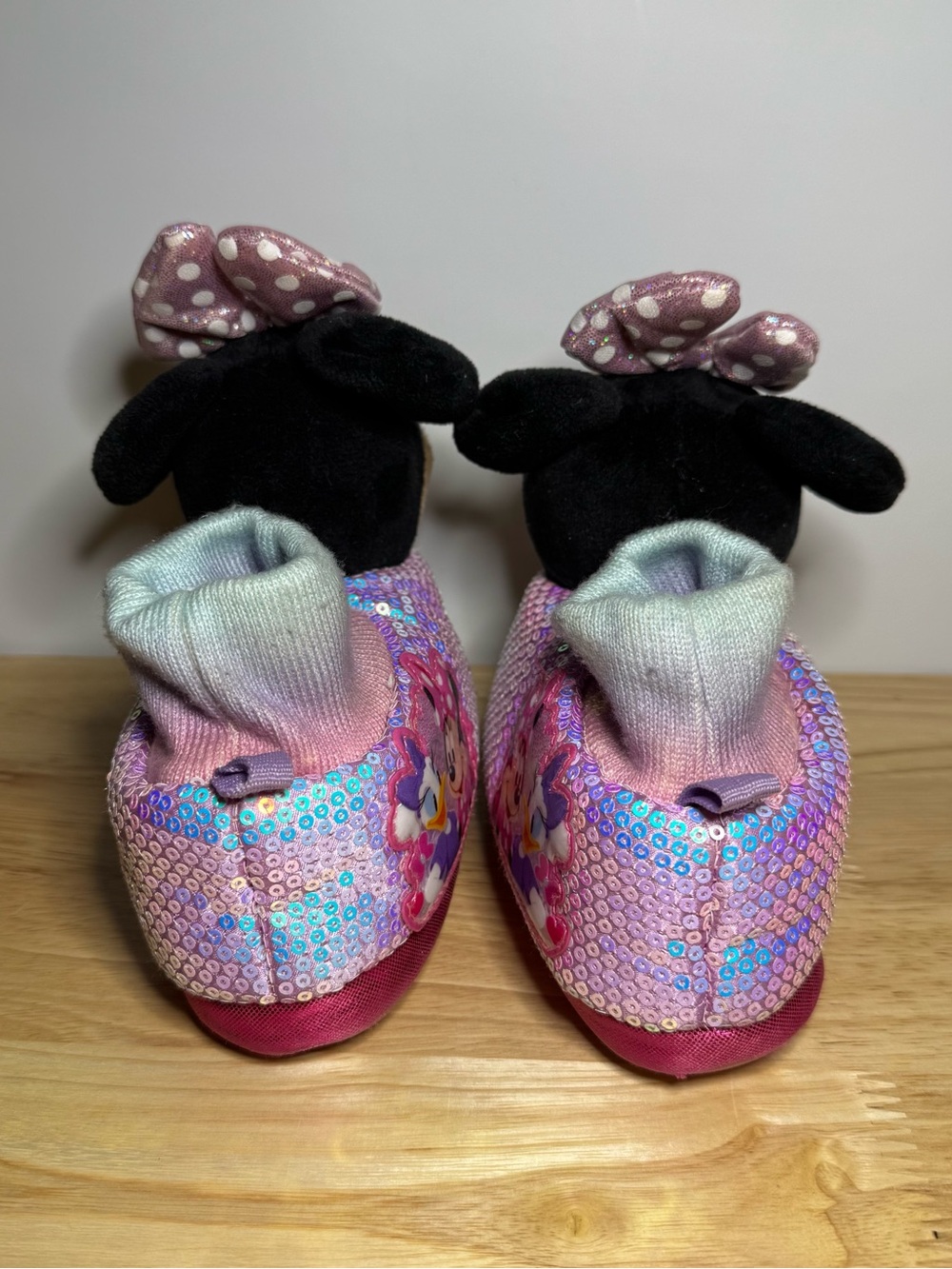 Disney Minnie Mouse Toddler Girls Slipper 5-6 Pink Sequin House Shoes Loungewear - Picture 4 of 8